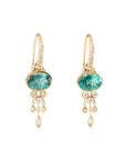 14K & Oval Green Tourmaline Drop Earrings with Diamond "Fringe" Details