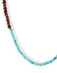 Smaller Turquoise & Wood Beaded Necklace with 14K Accent Beads & Clasp