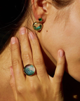 18K "Matiz" Ring with Rose-Cut Tourmaline & Paraiba Tourmaline Round "Shaker"