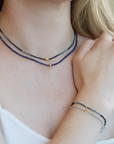 Faceted Labradorite Beaded Bracelet with 18K Marquise Bead