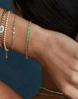 14K & Emerald "Tennis Segment" Small Curb Chain Bracelet