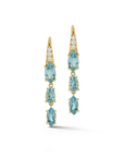 18K Triple Zimbaqua Aquamarine (1.38 tcw) "Dew Drop" Earrings with Pave Diamond Details