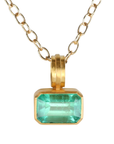 22K Bezel-Set Emerald-Cut Brazilian Emerald Pendant