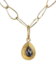 22K & 18K Frame Bezel-Set Teardrop Sri Lankan Blue Sapphire Pendant