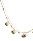 22K & 18K and Five Multi Shaped Blue Sapphire Segmented Bar Chain Necklace