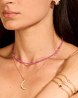 Faceted Pink Sapphire Beaded Necklace in 16"