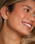 18K Mini Oval Prong-Set Faceted Aquamarine Earrings