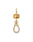 10K Bezel-Set Emerald Cut Citrine "Station" Pave Diamond Swivel Charm Connector