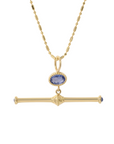 10K Bezel-Set Oval Blue Sapphire "Equilibrium" T-Bar Station Pendant