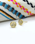 18K Gold & Diamond Mini Disk Stud Earrings