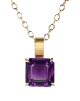 22K & 18K Emerald Cut Violet Amethyst Pendant
