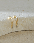 Vermeil & Pave Diamond Half Hoop Earrings with Polki Diamond Dangles