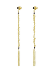 Gold Vermeil Woven Chain Drop Earrings with Crystal Bead & Chain Fringe Details