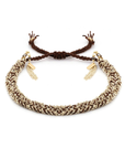 Brown Silk and Vermeil Chain Woven Bracelet