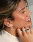 14K & Oval Green Tourmaline Drop Earrings with Diamond "Fringe" Details