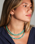 Smaller Turquoise & Wood Beaded Necklace with 14K Accent Beads & Clasp