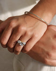 18K & Platinum Horizontal Step-Cut "Moval" Diamond Ring