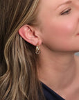 18K & 14K Triple Row Cut-Out Wire Hoop Earrings with Scattered Inverted Diamonds
