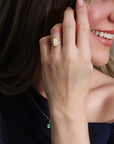 22K & 18K Bezel-Set North/South Hexagonal Faceted Ethiopian Opal Ring