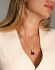 22K & 18K Emerald Cut Violet Amethyst Pendant
