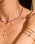 Faceted Skinny Pink Sapphire Beaded Necklace