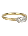 18K & Platinum Horizontal Step-Cut "Moval" Diamond Ring