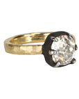 18K & Blackened Platinum 6-Prong 2.58ct Old Euro Cushion Diamond Ring