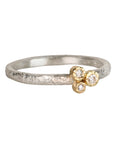 Sterling Silver & 18K Bezel-Set Diamond "Triplet" Ring