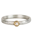 Sterling Silver & 18K Bezel-Set Diamond Textured Ring