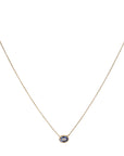 18K Fixed East-West Oval Blue Sapphire Pendant Necklace