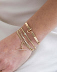 14K Small Curb Chain & Bezel-Set Diamond "Tennis Station" Bracelet