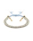 Aqua Silk and Yellow Gold Vermeil Chain Woven Bracelet - Peridot Fine Jewelry - Marie Laure Chamorel