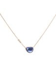 Asymmetrical Blue Sapphire Necklace with Diamond Chain Details - Peridot Fine Jewelry - Celine Daoust