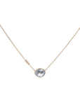 Asymmetrical Icy Blue Sapphire Necklace with Three Diamond Chain Details - Peridot Fine Jewelry - Celine Daoust