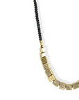 Black Beaded Necklace with Gold Square Beaded Station - Peridot Fine Jewelry - Debbie Fisher