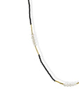Black Seed Bead, 2 Pearl & Gold Vermeil Tube Bead Station Necklace - Peridot Fine Jewelry - Debbie Fisher