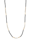 Black Seed Bead, 2 Pearl & Gold Vermeil Tube Bead Station Necklace - Peridot Fine Jewelry - Debbie Fisher
