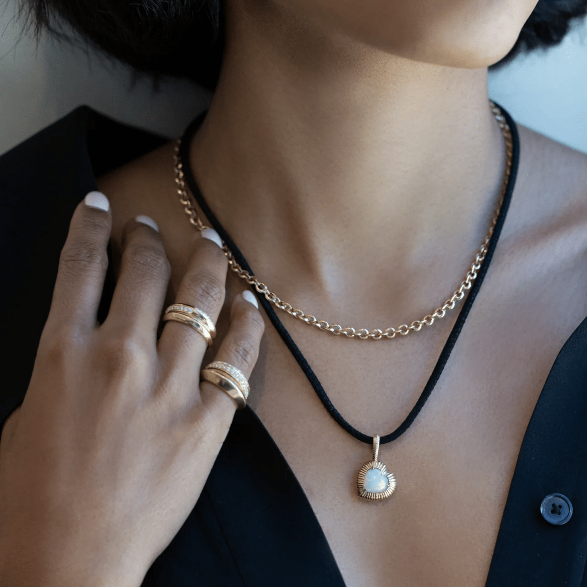 Black Suede Cord Necklace with 18K Lobster Clasp – Peridot Fine