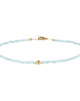 Blue Topaz Faceted Beaded Bracelet with 18K Carved Sphere Bead and Clasp - Peridot Fine Jewelry - Margaret Solow Jewelry
