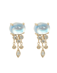 Cabochon Moonstone "Jellyfish" Earrings with Diamonds - Peridot Fine Jewelry - Celine Daoust