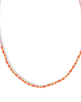 Clear Pink Seed Bead Necklace with Carnelian & Gold Vermeil Beaded Center Station - Peridot Fine Jewelry - Debbie Fisher