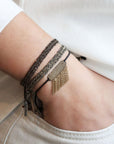 Brown Silk and Vermeil Chain Woven Bracelet