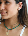 Deep Green Faceted Emerald Beaded Necklace - Peridot Fine Jewelry - Zahava