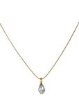 Elongated Organic Silver Keshi Pearl Drop Pendant - Peridot Fine Jewelry - Rosanne Pugliese