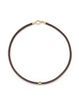 "Espresso" Brown Leather Cord with 18K Clasp & Charm Connector - Peridot Fine Jewelry - Jade Trau