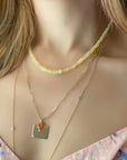 Ethiopian Yellow Opal Beaded Necklace with Gold Clasp - Peridot Fine Jewelry - Zahava