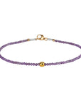 Faceted Amethyst Beaded Bracelet with 18K Organic Bead & Clasp - Peridot Fine Jewelry - Margaret Solow Jewelry