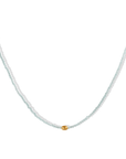 Faceted Aquamarine Beaded Necklace with Brushed 18K Rounded Oval Bead - Peridot Fine Jewelry - Margaret Solow Jewelry
