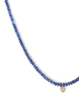 Faceted Beaded Blue Sapphire Necklace with 20K Pave Diamond Pear - Shaped Charm - Peridot Fine Jewelry - Caroline Ellen