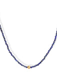 Faceted Blue Lapis Beaded Necklace with 18K Gold Saucer Bead & Clasp - Peridot Fine Jewelry - Margaret Solow Jewelry